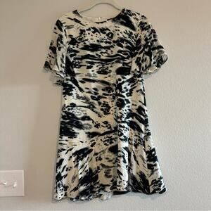 Rachel Zoe Black and White Dress Ruffle Drop Waist Size 2